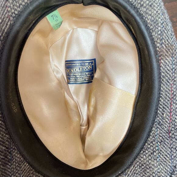 Vintage Pendleton Wool Tweed Hat Fedora Gray USA Sz 7 3/8 A211-535 READ - Picture 12 of 16